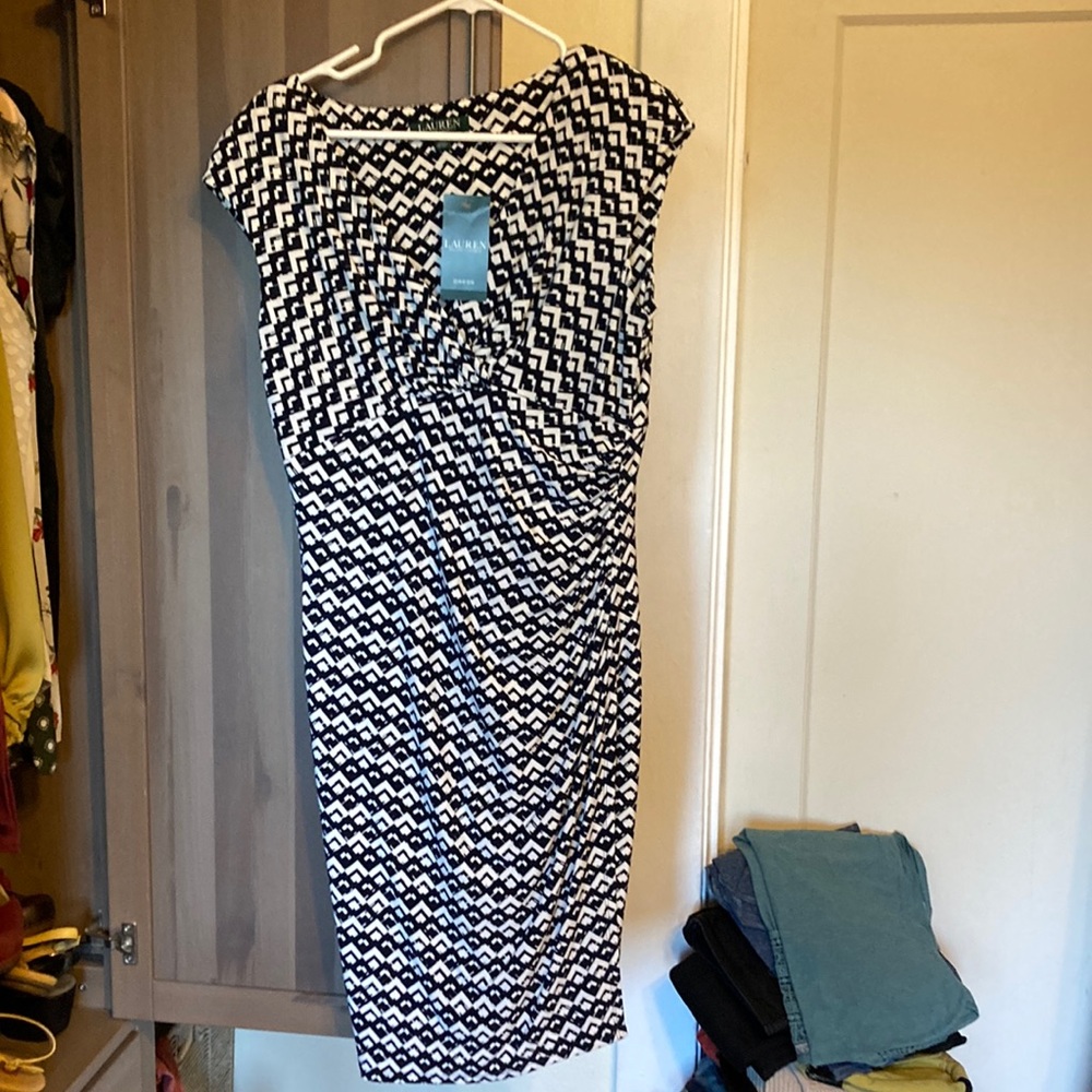Ralph Lauren black and white patterned dress, size 12
